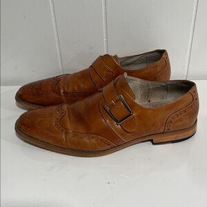 Giorgio V Brown Leather Monk Strap Wingtip Dress Shoes Sz 10M